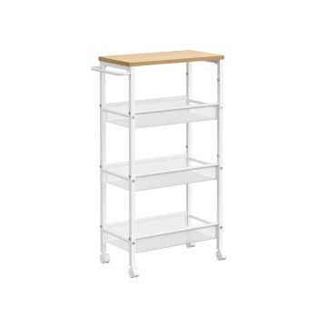 Тележка кухонная 22x45,4x77 см., белая/светло-коричневая