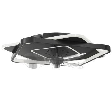 LED-valgustusega laeventilaator Aosom, 6 kiirust, Must, Ø 53 × 12,5 cm