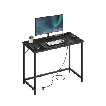 Kirjutuslaud LED-valgustusega 50x100x76cm, must