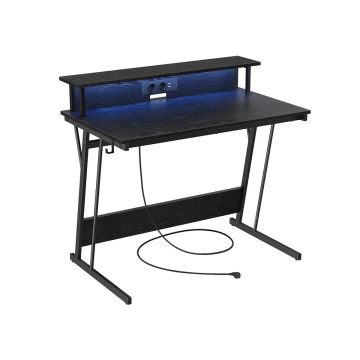 Kirjutuslaud LED-valgustusega 60x100x91cm, must
