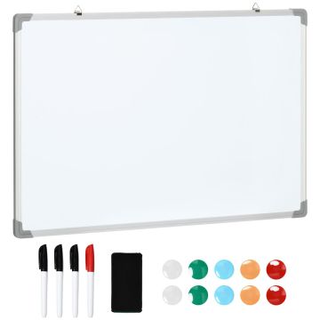 Magnettahvel, 4 markerit, 10 magnetit, Valge, 90 × 1,8 × 60 cm