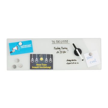 Magnetiline klaastahvel Relaxdays 10030787.0, 6 magnetit, 60 × 20 × 0,5 cm