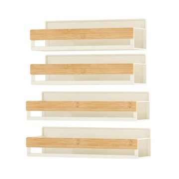 SONGMICS Magnetic Spice Rack Set, 4-Piece, White/Sand
