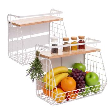 Набор магнитных настенных корзин Relaxdays, 2 шт., по 4 крючка, 35,5 × 30 × 21 см