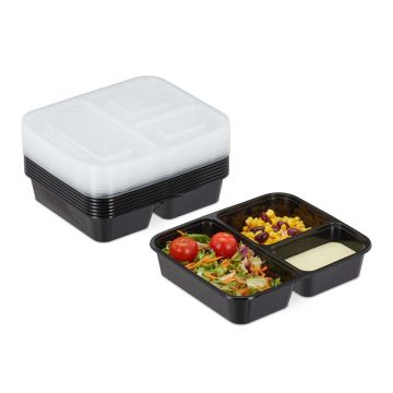 Комплект контейнеров для еды Relaxdays 10028693.0, 10 шт., 3 отделения, 21,5 × 4,5 × 18,5 см