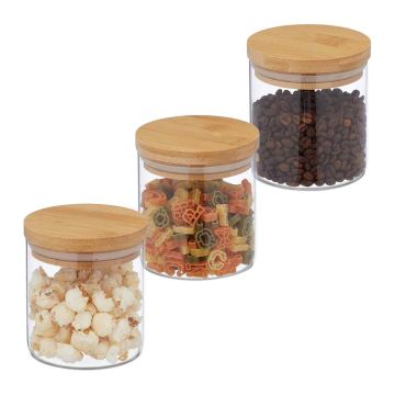 Банки для хранения продуктов Relaxdays 10039478.0, 3 шт., 500 мл, Ø 10 × 10,5 см