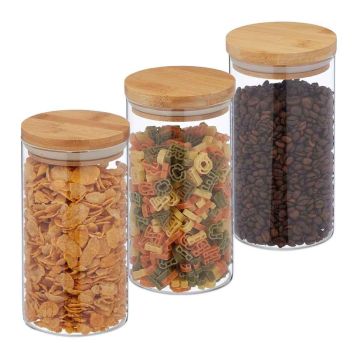 Банки для хранения продуктов Relaxdays 10039479.0, 3 шт., 1000 мл, Ø 10 × 18 см
