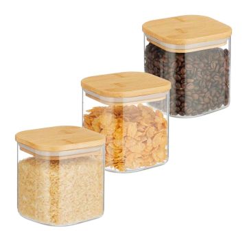Банки для хранения продуктов Relaxdays 10043243.0, 3 шт., 600 мл, 10 × 10,5 × 10 см
