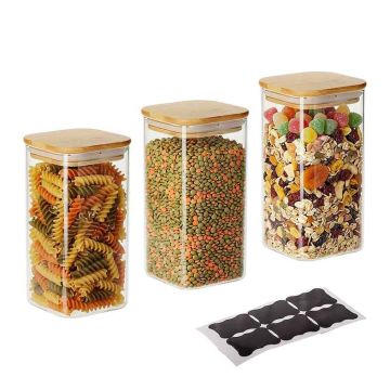 Банки для хранения продуктов Relaxdays 10053208.0, 3 шт., 1500 мл, 21 × 10 × 10 см