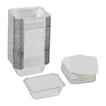 Пищевые формы Relaxdays 10050004.0, 100 шт. с крышками, Серебристый, 13 × 4 × 10 см