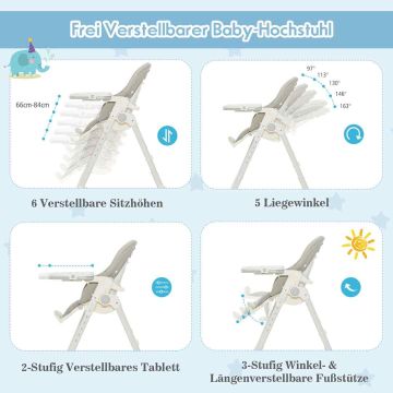 Imikute söögitool, 6 kõrgustaset, 69,9 × 55,9 × 87,6–106,7 cm