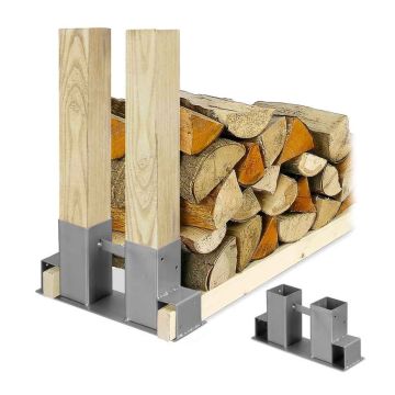 Küttepuude hoiustamise tugielemendid Relaxdays 10045103.0, 2 tk, 16 × 34 × 10 cm