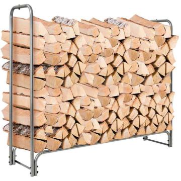 Küttepuude riiul, PVC-kattega, Must, 5 × 1,2 × 4 jalga