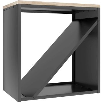 Küttepuude hoidik, 2 sektsiooni, Must, 58 × 60 × 36 cm