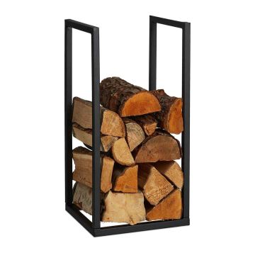 Kaminapuude rest Relaxdays 10047809.0, Must, 30 × 60 × 30 cm
