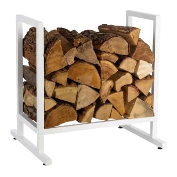 Küttepuude riiul Relaxdays 10051697_49, Valge, 60 × 62 × 49 cm
