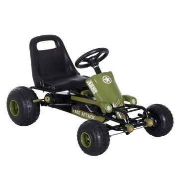 Laste auto Homcom 99x65x56cm, musta/rohelise värvusega
