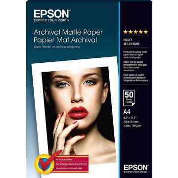 Matt paber Epson Archival Matte Paper, 50 lehte, 210 × 297 mm