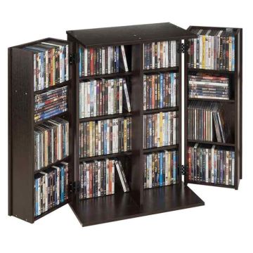 Meediahoiukapp VEVOR KLDS-07, 4 riiulitasandit, ustega, Pruun, 61 × 84,6 × 36,8 cm