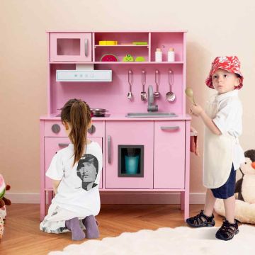 Wooden Children's Kitchen, With Accessories, 28 × 35.5 × 12 in