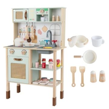 Wooden children's kitchen, With light and sound effects, 24 × 11.5 × 37.5 inches