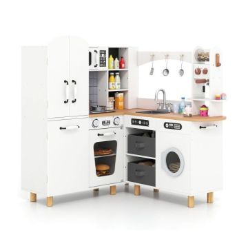 Wooden children's play kitchen, corner, 2 stoves, 96 × 91 × 105 cm