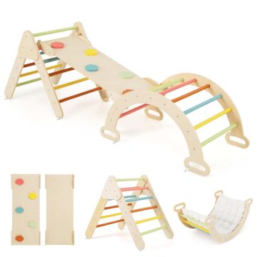 Wooden climbing set, Triangle, arch and ramp