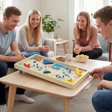 Wooden pinball table, 3 balls, Multicolored, 55.88 × 26.67 × 10.16 cm