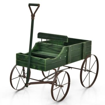 Wooden pot-trolley, 2 planting sections, 62.23 × 34.29 × 60.96 cm