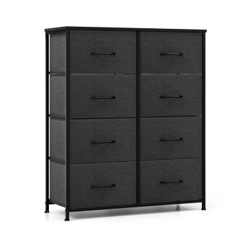 Fabric chest of drawers with 8 drawers for clothes, black, 80x30x92 cm