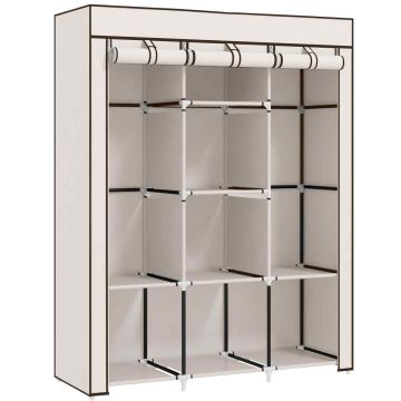 Тканевый шкаф Homcom 125x43x162,5см, кремовый/черный