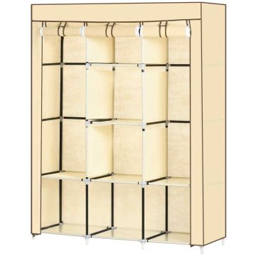 Тканевый шкаф Homcom 125x43x162,5см, песочного/черного цвета