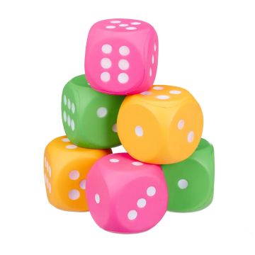 Riidest täringukomplekt Relaxdays, 6 tk, Mitmevärvilised, 7,3 × 7,3 × 7,3 cm