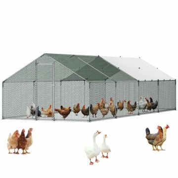 Metallist kanakuut VEVOR JD382, Varikatuse ja lukuga, 3 × 8 × 2 m