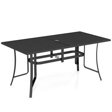 Metal Outdoor Dining Table, Up to 6 People, Black, 63 × 33 × 29 inches