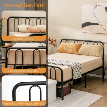 Metal bed frame, Steel slats, 197.5 × 101 × 141 cm