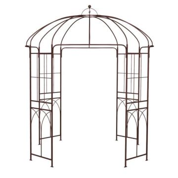 Metal birdcage-shaped garden arbor for climbing plants, 211x211x256 cm, bronze