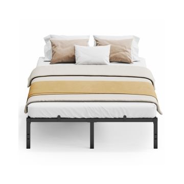Metal single bed frame 90x200 cm with storage box, ink black