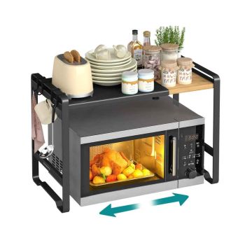 SONGMICS microwave shelf, 4 hooks, 31.5 × 41.5–64 × 42 cm