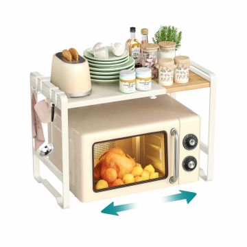 SONGMICS microwave shelf, 4 hooks, 31.5 × 41.5–64 × 42 cm