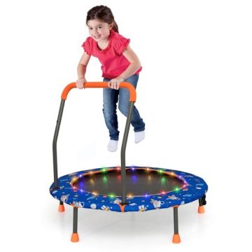 Mini trampoline for children, 21 LED lights, Ø 92 × 92 cm