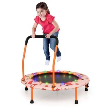 Mini trampoline for children, 21 LED lights, Ø 92 × 92 cm