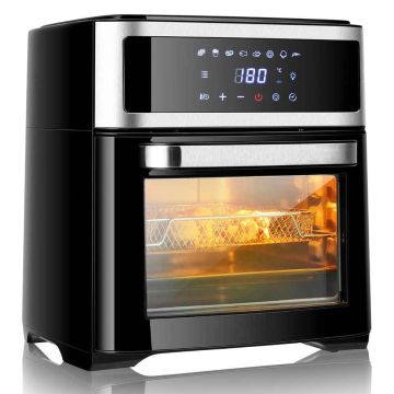 Mini electric oven with deep fryer, 13 l, 8 programs, Black, 31 × 34.5 × 35 cm