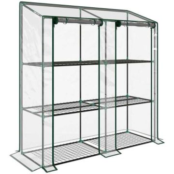 Minikasvuhoone, 3 tasandit, 6 riiulit, 143 × 46 × 141/151 cm