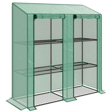 Minikasvuhoone, 3 tasandit, 6 riiulit, 143 × 46 × 141/151 cm