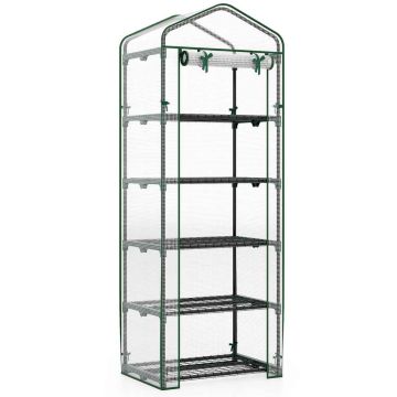 Mini greenhouse, 5 shelves, 68.58 × 48.26 × 190.5 cm