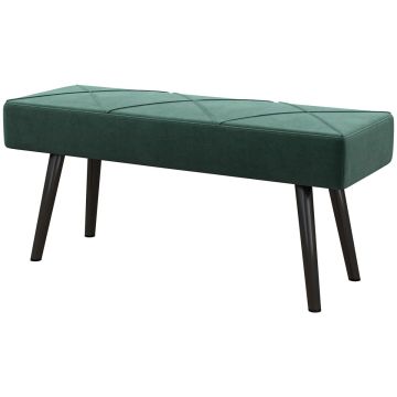Мягкая скамья Homcom 100x36x45см, тёмно-зелёный/чёрный
