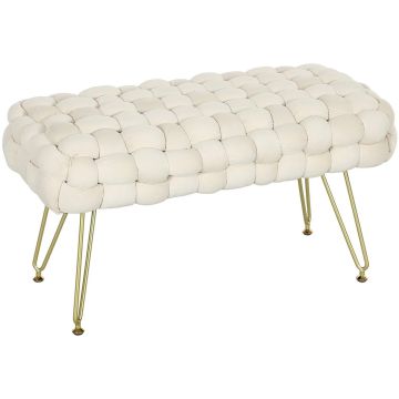 Мягкая скамья Homcom 76x38x41,5 см, кремово-золотого цвета
