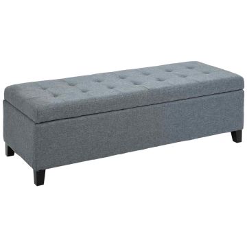 Мягкая скамья с ящиком Homcom 125x49x41,5см, серого/чёрного цвета