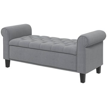 Мягкая скамья с ящиком для хранения Homcom 126x48,5x57 см, серо-черная